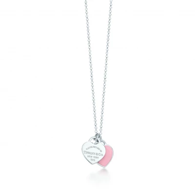 Pink Double Heart Tag Pendant