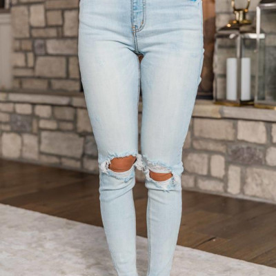The Maggie Light Wash Distressed Skinny Jeans