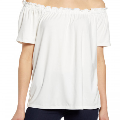Petite Womens Gibson X International Womens Day The Mom In Style Off The Shoulder Knit Top