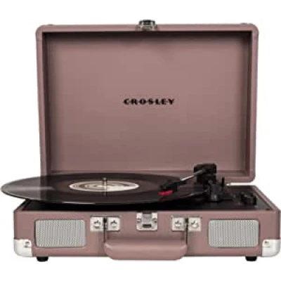 Amazon.com: Crosley CR8005D-PS Cruiser Deluxe Vintage 3-Speed Bluetooth Suitcase Turntable, Purple Ash : Electronics