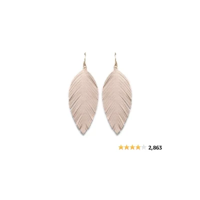 Handmade Fringe Feather Lightweight Tear Drop Dangle Color Earrings