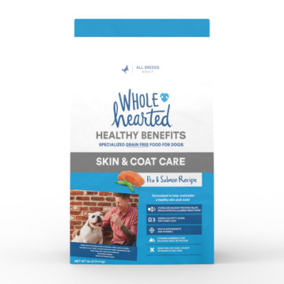 WholeHearted Grain Free Skin and Coat Care Pea and Salmon Recipe Dry Dog Food, 25 lbs.