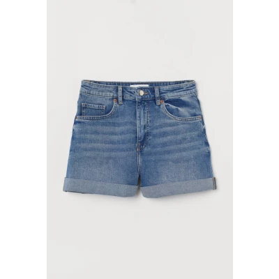 H & M - Denim Shorts High Waist - Blue