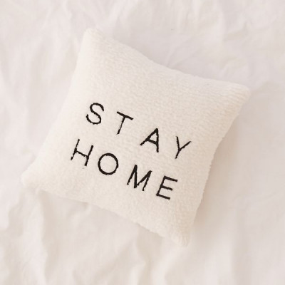 Stay Home Embroidered Amped Fleece Throw Pillow