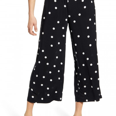 Petite Womens Gibson X International Womens Day The Mom In Style Wide Leg Crop Pants, Size X-Small P - Black