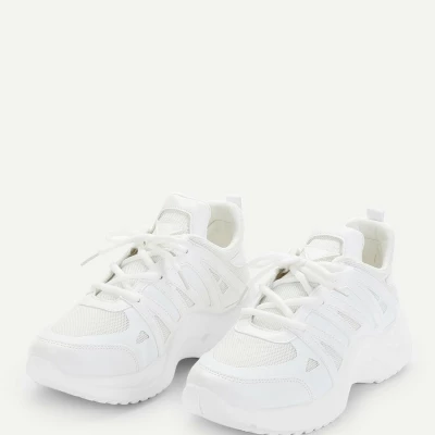 Lace-up Knit Chunky Sole Sneakers