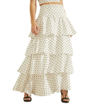 Guess Nadia Polka-Dot Ruffle Maxi Skirt