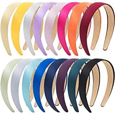 Amazon.com : EAONE 16 Pieces Satin Headband Hard Headbands Wide Anti-slip Ribbon Hair Bands for Women Girls with 1 pouch bag, 1.2 Inch, 16 Colors : Beauty &amp; Personal Care