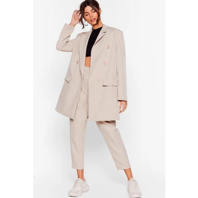 Womens The Bigger the Better Oversized Blazer - Beige - S, Beige
