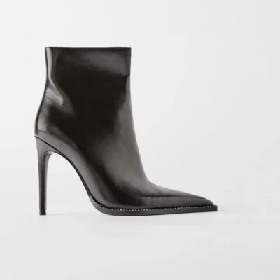 SHINY HIGH HEEL ANKLE BOOTS