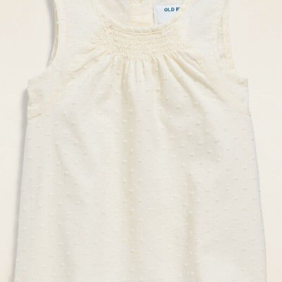 Textured Swiss-Dot Sleeveless Top For Toddler Girls