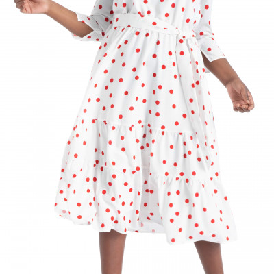 Plus Size Womens Eloquii Polka Dot Tiered Hem A-Line Dress