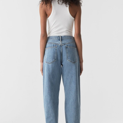 Baggy Mid Rise Pleated Oversized Jean In Lark