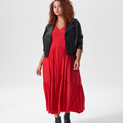 Emily Cupro Maxi Dress - Red