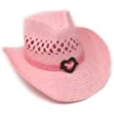 Boho Hip Cowboy Hat with Heart Concho, Natural Toyo Straw, Shapeable Brim