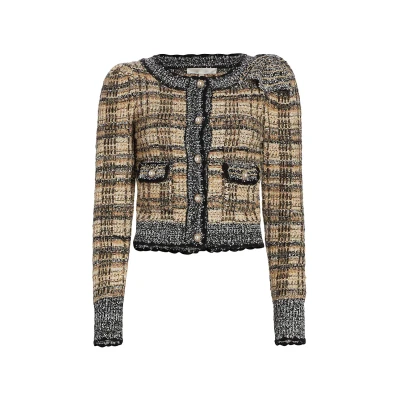 Womens Chantria Cropped Tweed Cardigan - Noir -