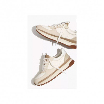 Kickoff Trainer Sneakers in Neutral Colorblock Leather