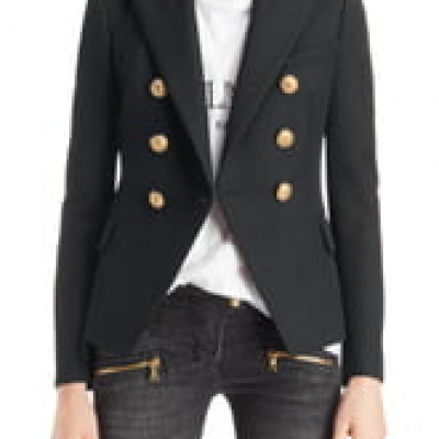 Womens Balmain Double Breasted Wool Blazer