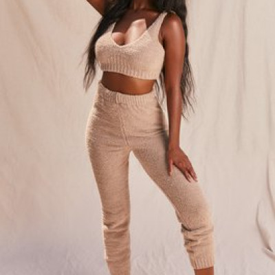 Time To Chill Cosy Joggers in Sand