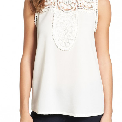 Lace & Crepe Top