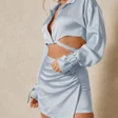 Premium Embossed Satin Draped Skirt | Misspap UK