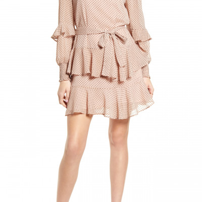 Womens Minkpink Be Someone Ruffle Long Sleeve Minidress