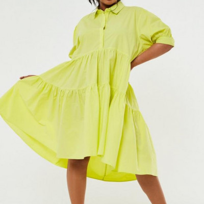 Plus Size Neon Green Extreme Oversized Maxi Smock Dress