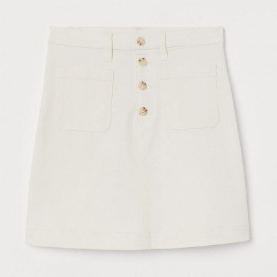 H & M - Cotton Twill Skirt - White
