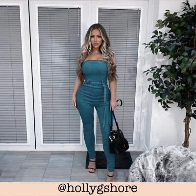 Denim Bandeau Jumpsuit