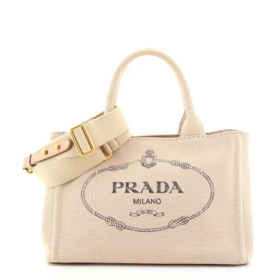 Prada Canapa Convertible Tote Canvas Mini Neutral 84682376