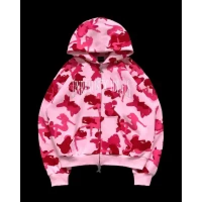 Unrealistic Ideals Camo Zip Hoodie Pink