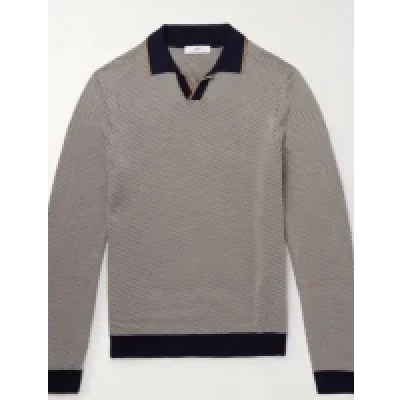 Slim-Fit Honeycomb-Knit Organic Cotton Polo Shirt