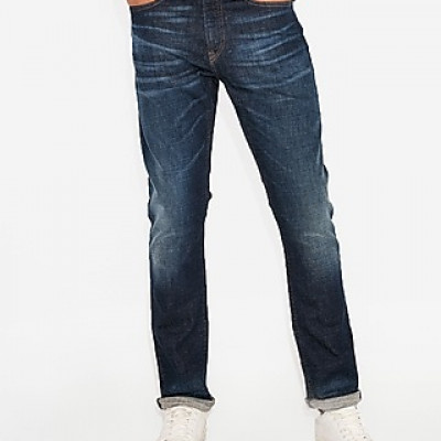Slim Dark Wash Stretch Jeans, Mens Size:W42 L32