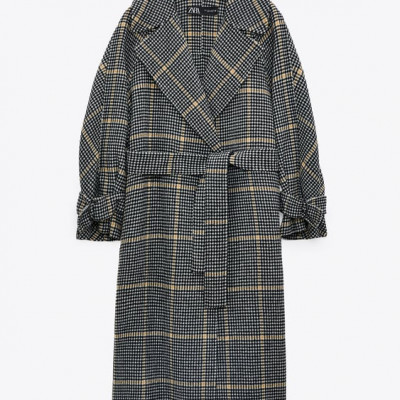 Wool Blend Plaid Coat