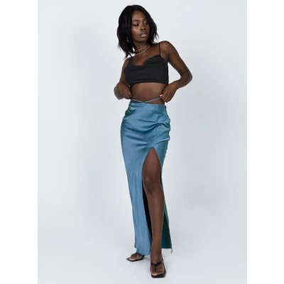 Social Butterfly Midi Skirt Light Blue