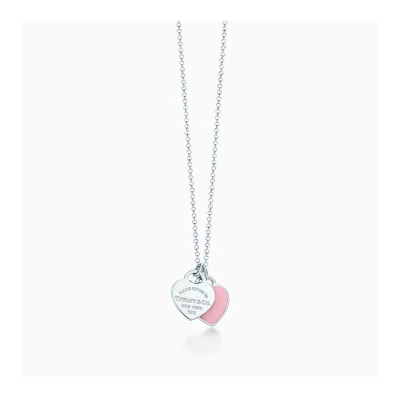 Pink Double Heart Tag Pendant