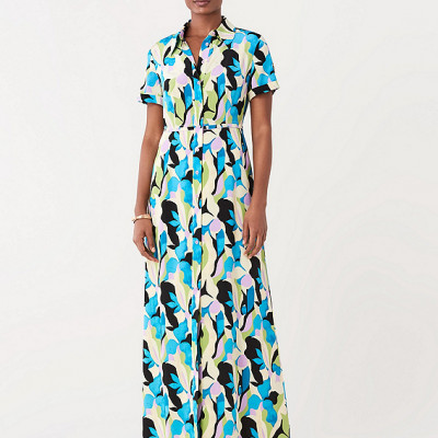 Georgia Silk Crepe de Chine Maxi Shirt Dress