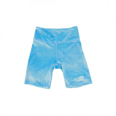 VELVET BIKER SHORTS - SKY BLUE