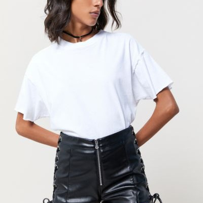 Tiger Mist Akila Faux Leather Lace-Up Short - Black L at Urban Outfitters