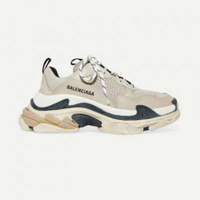Balenciaga - Triple S Logo-embroidered Leather, Nubuck And Mesh Sneakers - Beige