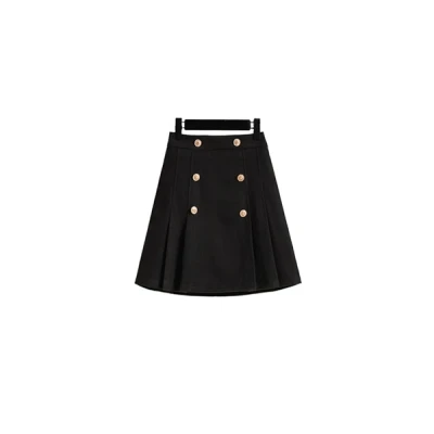 Plus Size Pleated A-Line Wool Skirt