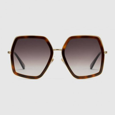 Oversize square-frame metal sunglasses