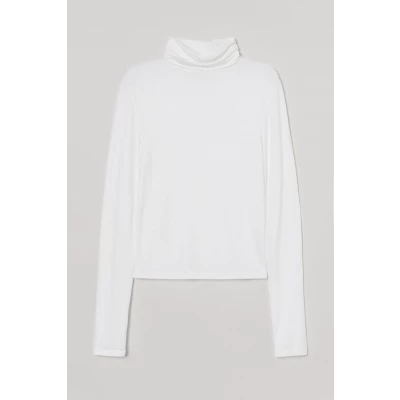H & M - Short Turtleneck Top - White