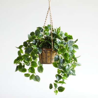 Hanging Faux Pothos Plant with Basket