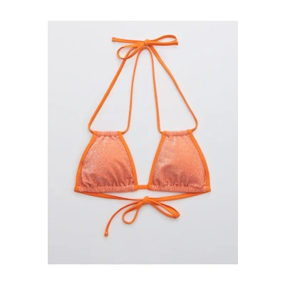Aerie Shine Double String Triangle Bikini Top Womens Fire