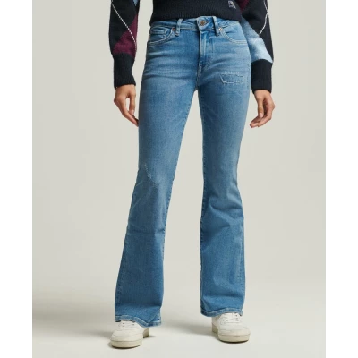 Mid Rise Slim Flare Jeans