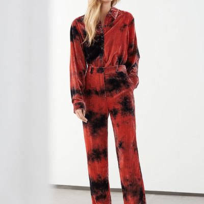 Velvet Tie Dye Tailored Trousers