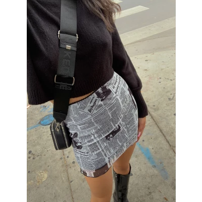 Read The Lines Mini Skirt White