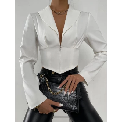 Blazer with zip and pointed hem