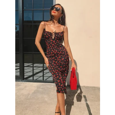 Noda Midi Dress Black/Red
